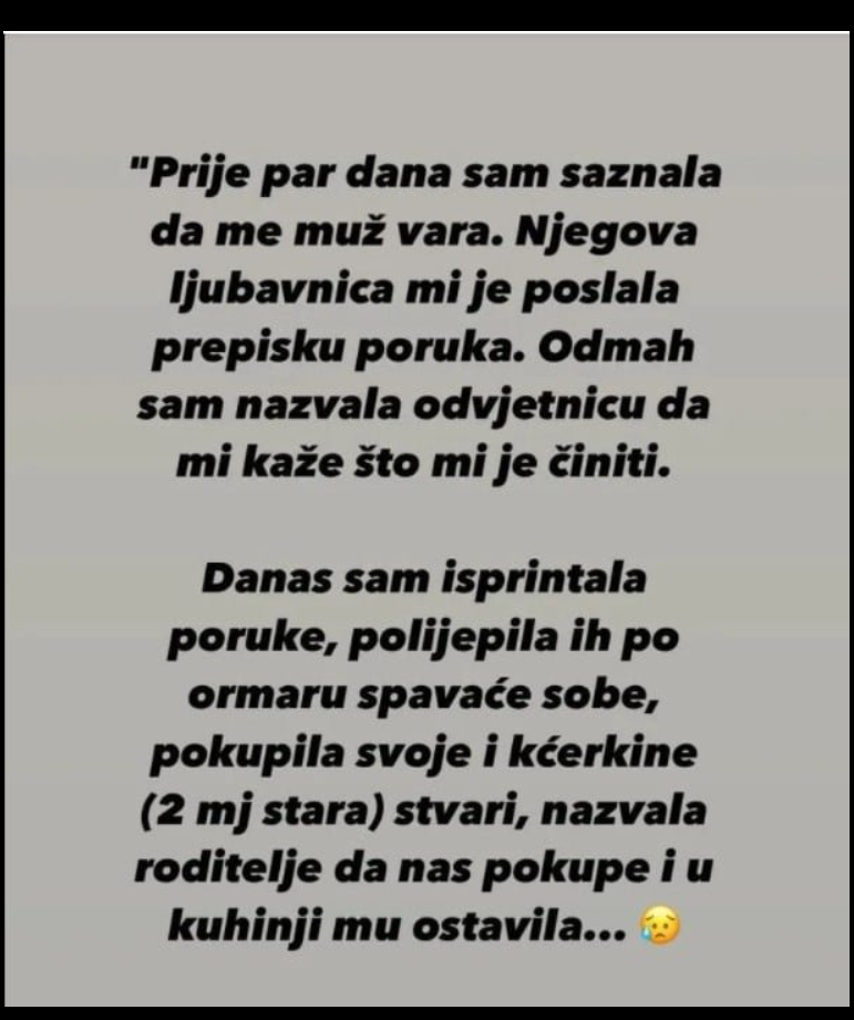 “prije Par Dana Sam Saznala Da Me Muž Vara Dobila Sam Prepiske” Balkoteka 24h